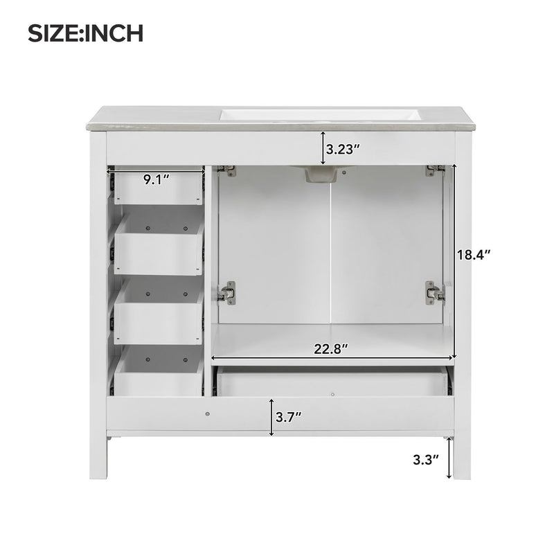 Bathroom Vanity With Sink Combo, 2 Soft Close Doors And 5 Drawers
