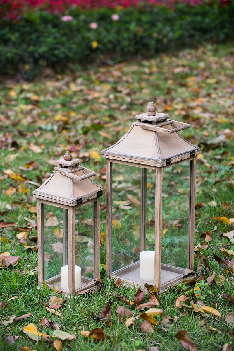 Candle Lantern Decorative, Hurricane Lantern Holder Decor For Indoor Outdoor, Home Garden Wedding - Ivory