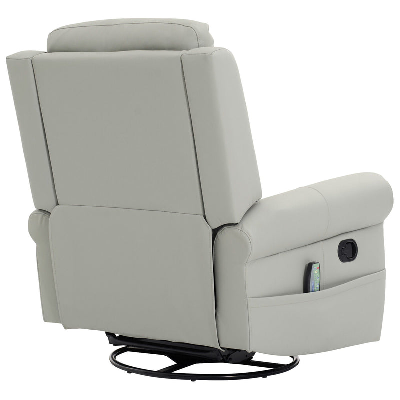 Manual Recliner Chair With 270 Degree Swivel, Massage & Heating, Dual Reclining Positions