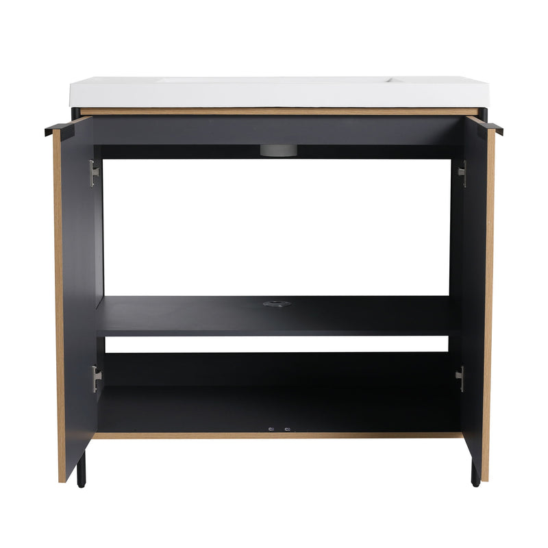 Modern Freestanding Bathroom Vanity With Resin Sink & Soft Close Cabinet Doors