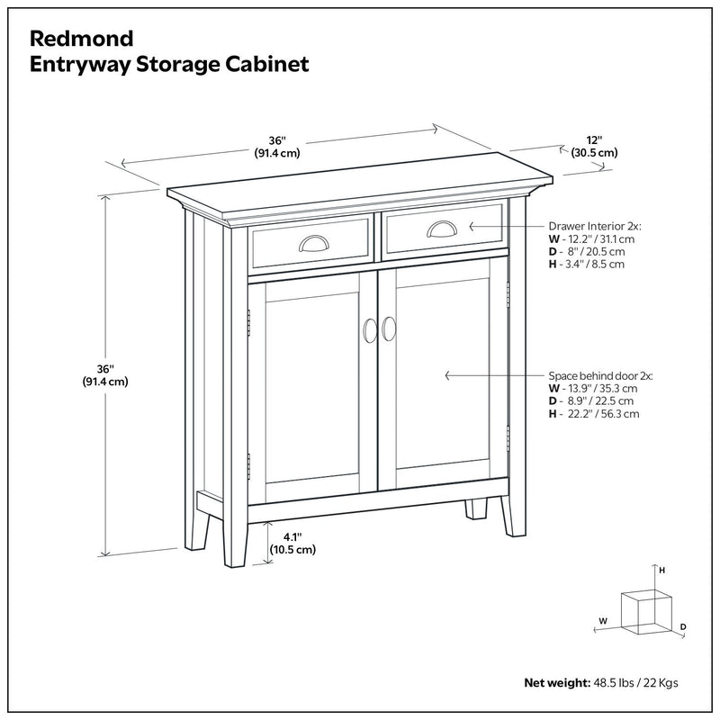 Redmond - Entryway Cabinet With Adjustable Shelves And Drawers - Brown