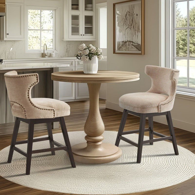 360 Degree Swivel Counter Stool With Silver Detailing