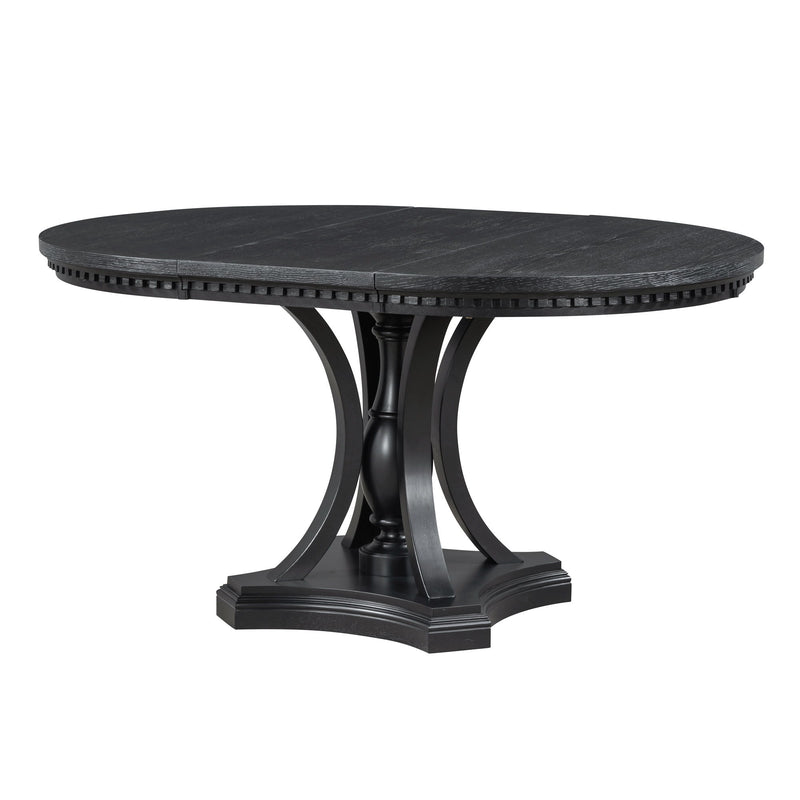 5 Piece Dining Set Extendable Round Table And 4 Chairs - Black / Oak