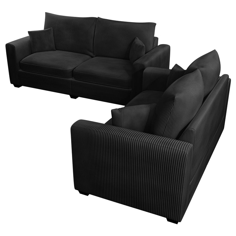 2 Piece Contemporary Style Sofa Set With Matching Pillows