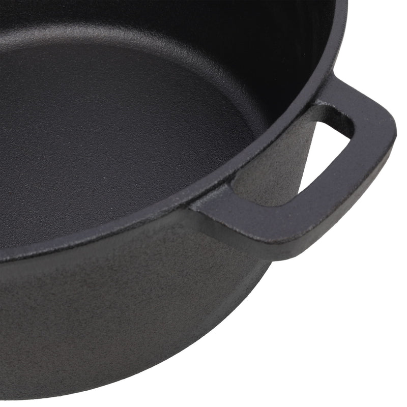 2 In 1 Pre-Seasoned Cast I Dutch Oven With Dual Handles, 5 Quart - Black