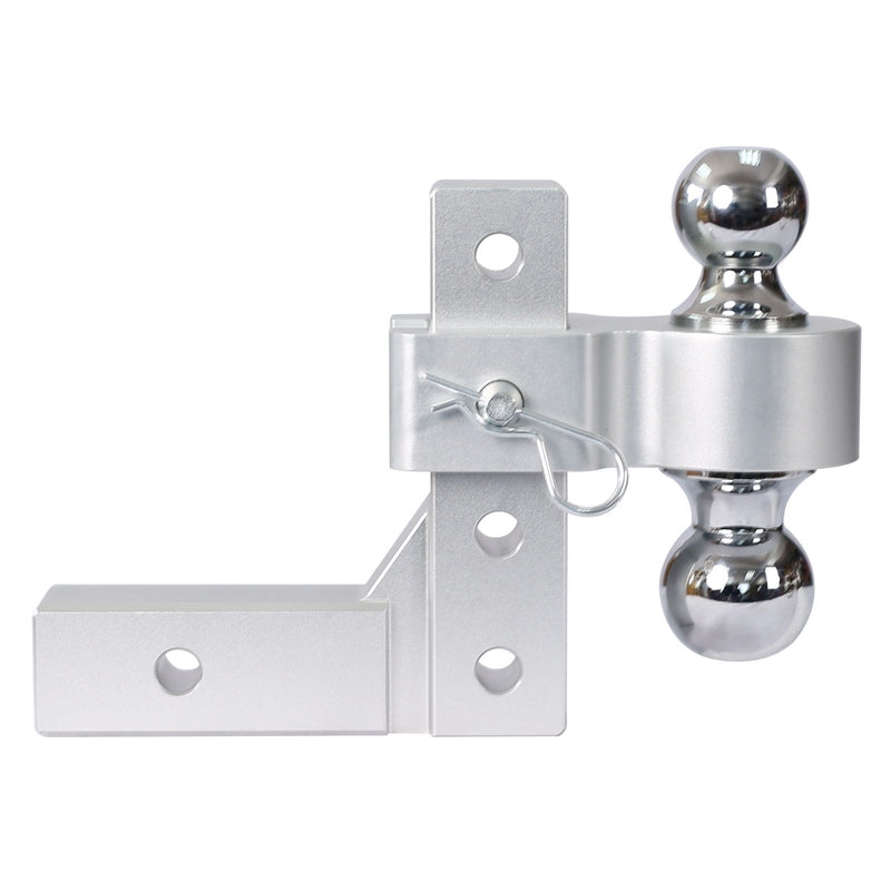 Alu - Adjustable Trailer Drop Hitch With 2" Receiver, 6" Adjustable - Silver