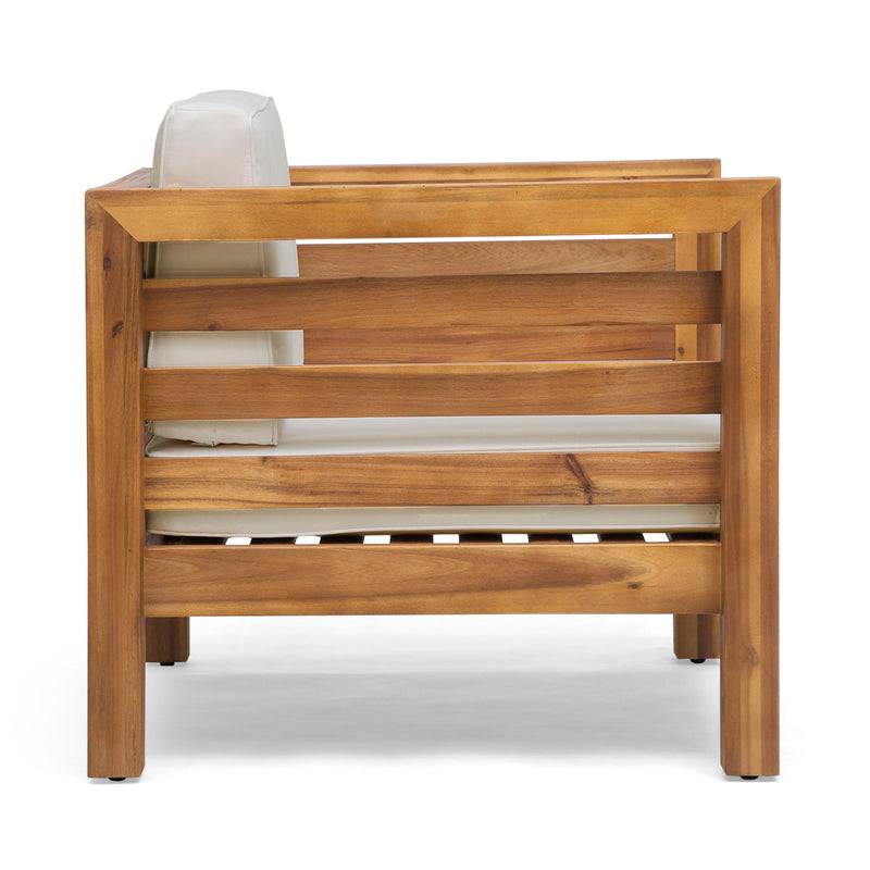 Outdoor Acacia Wood Patio Chair With Fabric Cushion