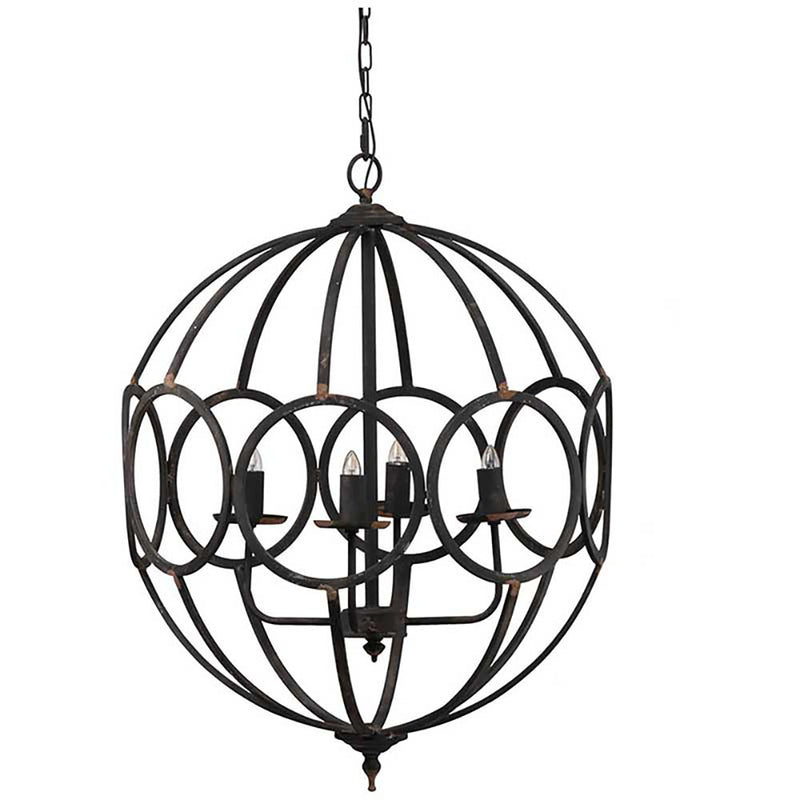 4 Light Metal Chandelier, Hanging Light Fixture With Adjustable Chain For Kitchen, Bulb Not Included - Black