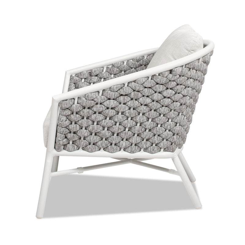 Rowan - Rope Barrel Back Patio Accent Arm Chair (Set of 2) - White