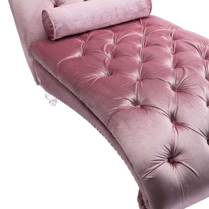 Chaise Lounge Indoor, Button Tufted Upholstered Chaise Lounge Chair With Pillow