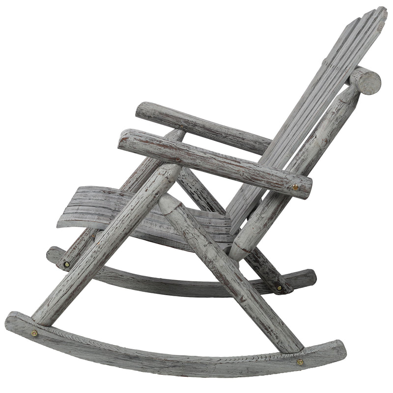 Durable Wooden Porch Rocker, Fir Log Rocking Chair