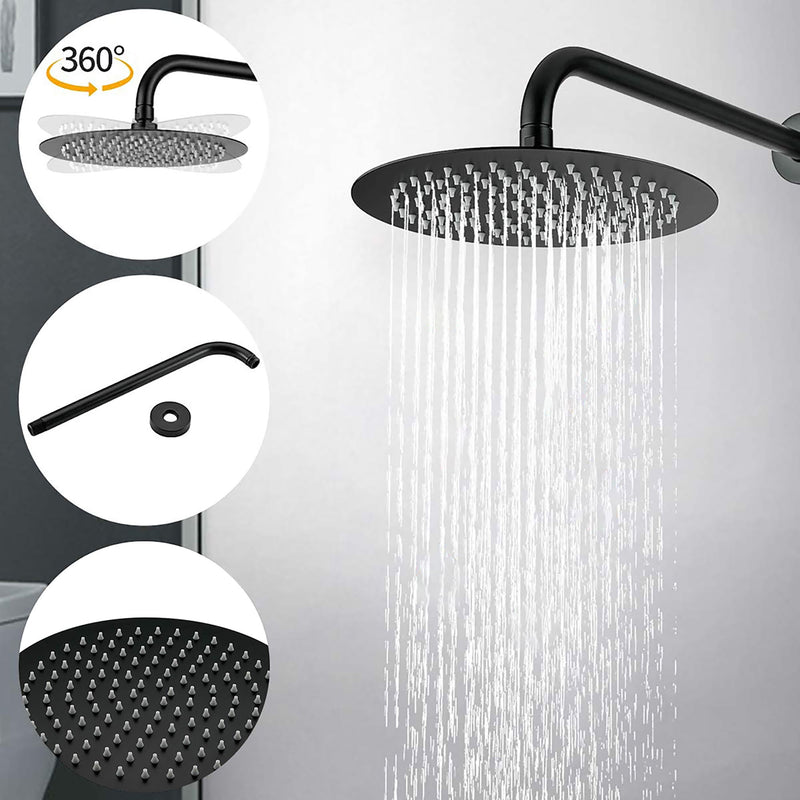 Elegant 10" Round Rain Shower Head And Handheld Set With Adjustable Tilt And Dual Modes