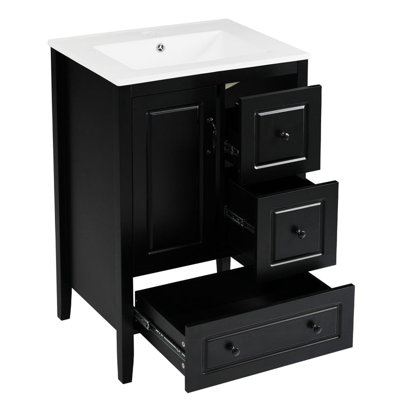 Retro Bathroom Vanity With Sink, Soft Closing Cabinet & Drawers