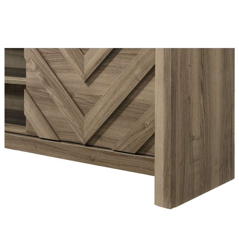 Chevron Patterned Living Room TV Stand - Light Brown