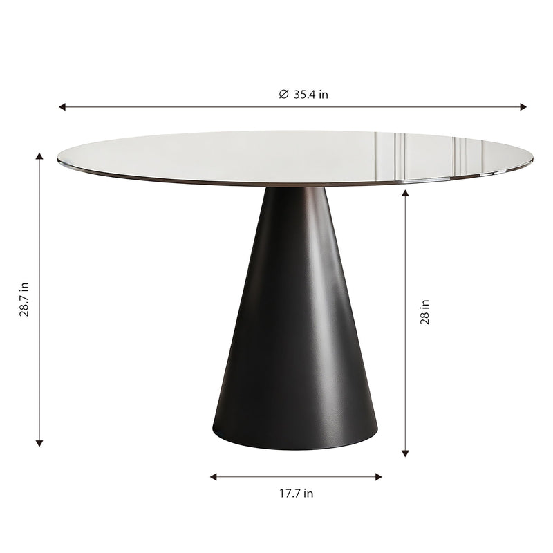 Round Dining Table & Tempered Glass Top - Black / Brown