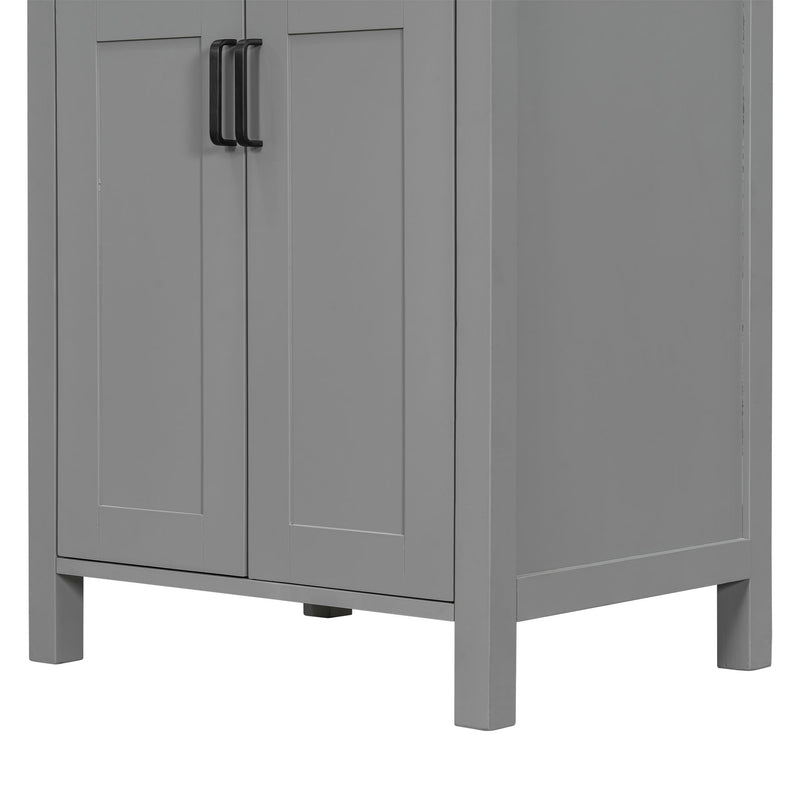 Bathroom Vanity With Ceramic Sink, Soft Close Doors, Flip Drawer, Double Layer Door Shelves