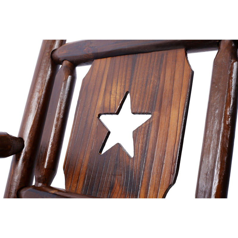 Rustic Outdoor Wood Rocking Bench Double Rocking Chair For 2 Persons With Curved Seat, Porch Rocker - Brown