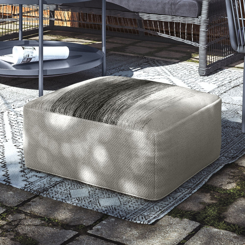 Sabella - Square Woven Outdoor / Indoor Pouf - Silver