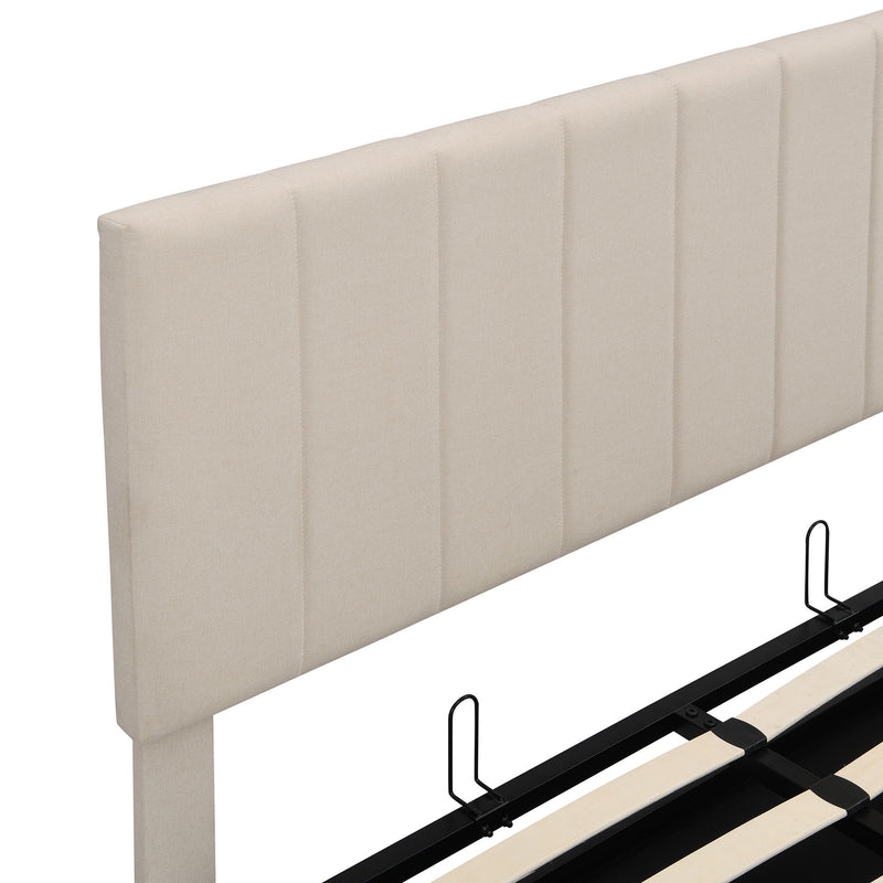 Elegant Upholstered Platform Bed With Hydraulic Storage System