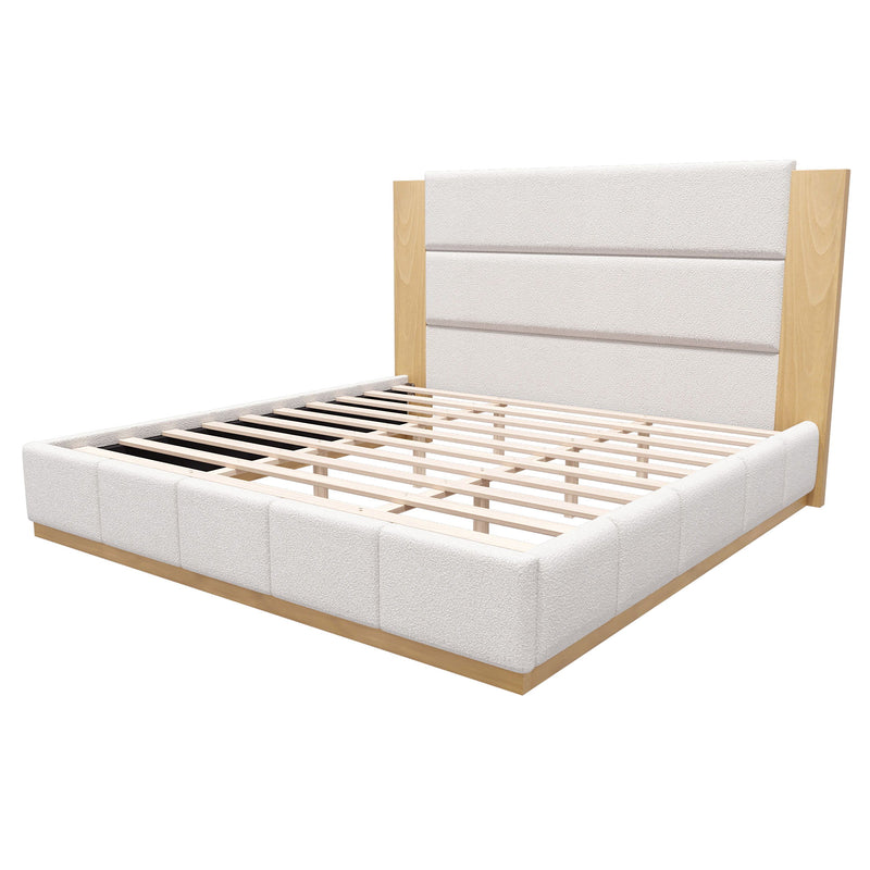 Modern Upholstered Platform Bed With Extended Headboard