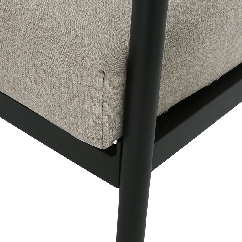 Leora - Modern Minimalist Round Tube Sofa Chair With Cushions - Beige / Black