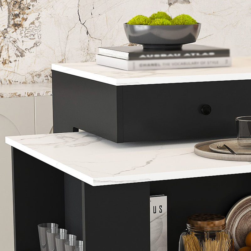Kitchen Island With Extendable & Rotating Table