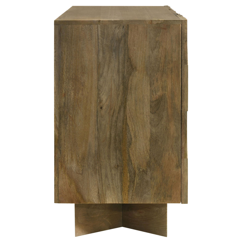 Roman - 3 Door Server With Chevron Design - Brown