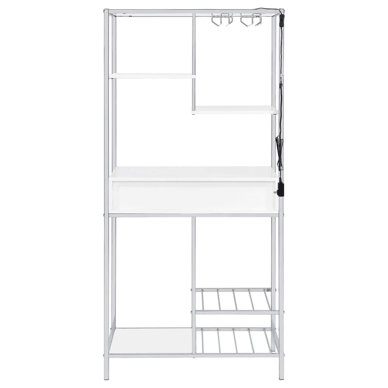 Draper - 5 Shelf LED Wine Cabinet With Pull Out Drawer - Gloss White