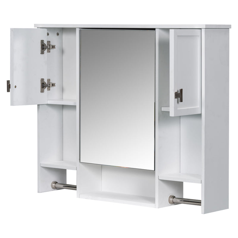 Wall Mounted Bathroom Storage Cabinet With Mirror, Medicine Cabinet With Towel Bar