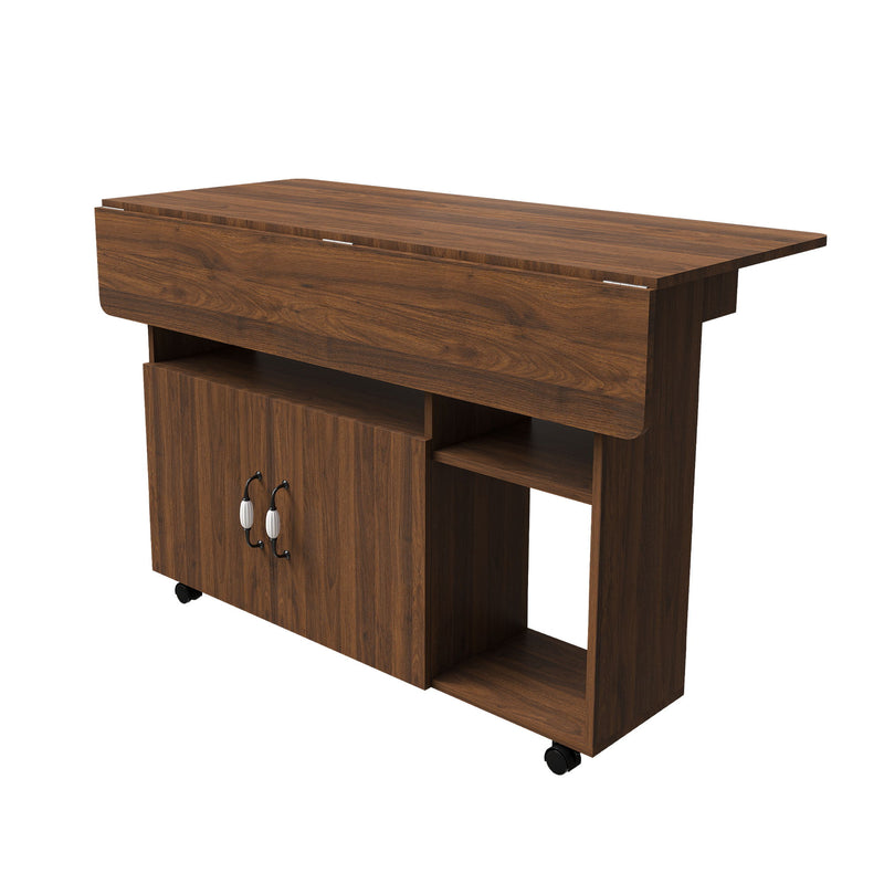 Multi Functional Folding Table With Storage Shelves And Wheels