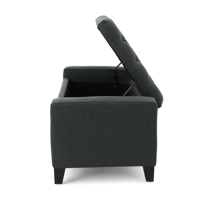 Contemporary Storage Ottoman With Tufted Top - Dark Gray