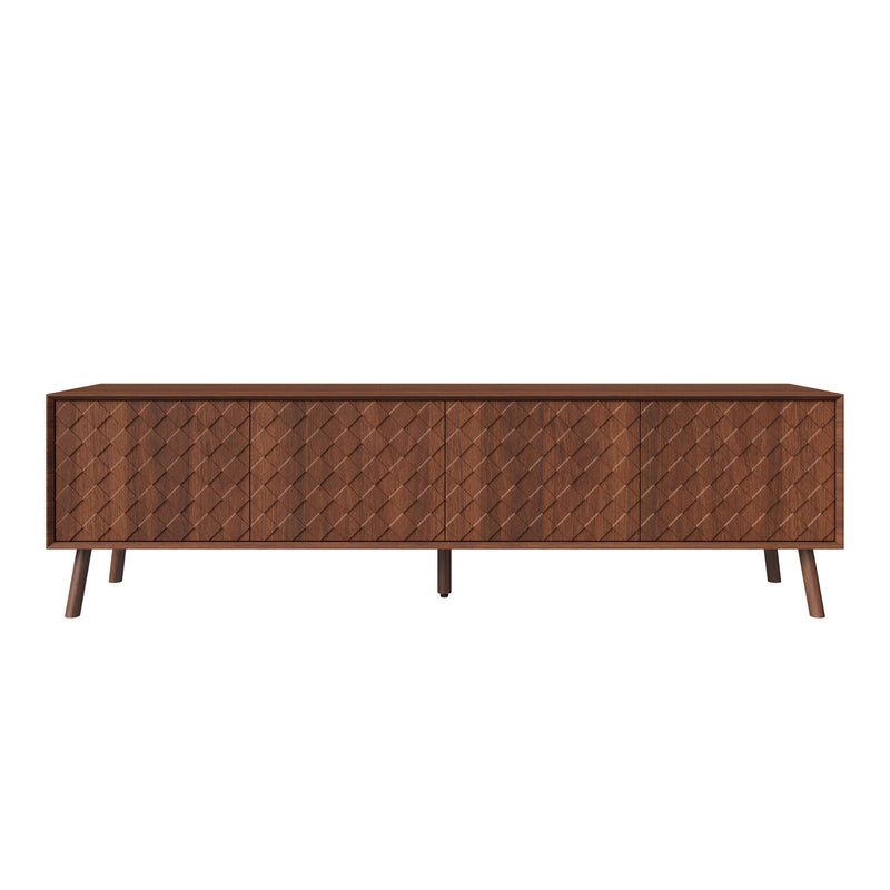 70" TV Stand For TVs Up To 80", Soft Closing Hinges And Cable Management - Walnut