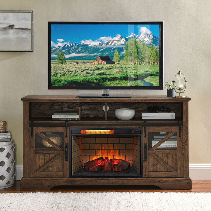 Infrared Quartz Heater Fireplace Insert -Woodlog Version With Brick