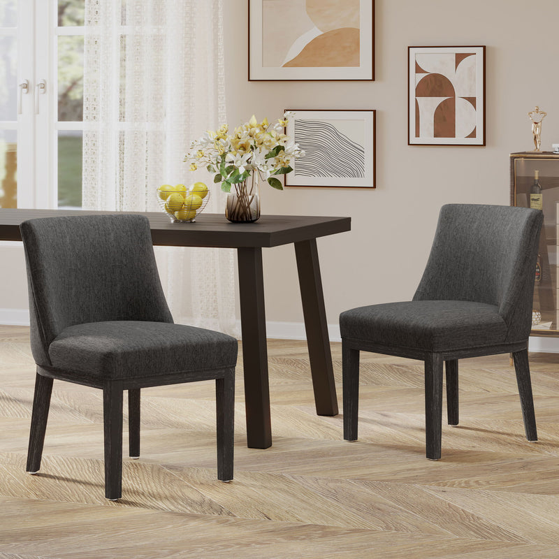 Modern Dining Chair With Durable Fabric Upholstery And Sturdy Wooden Frame (Set of 2)