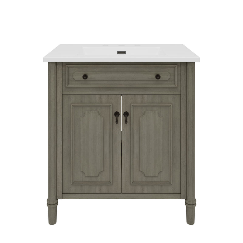 Vintage Bathroom Vanity With Sink, Rustic Cabinet With Soft Close Doors
