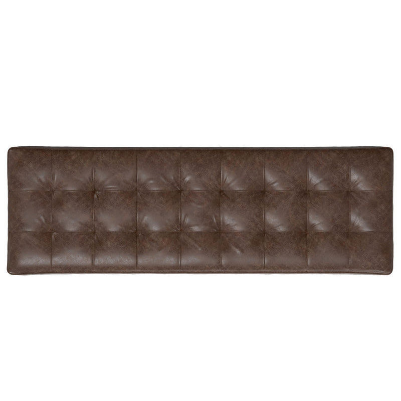 Penelope - Ottoman Bench With Genuine Leather Upholstery - Brown