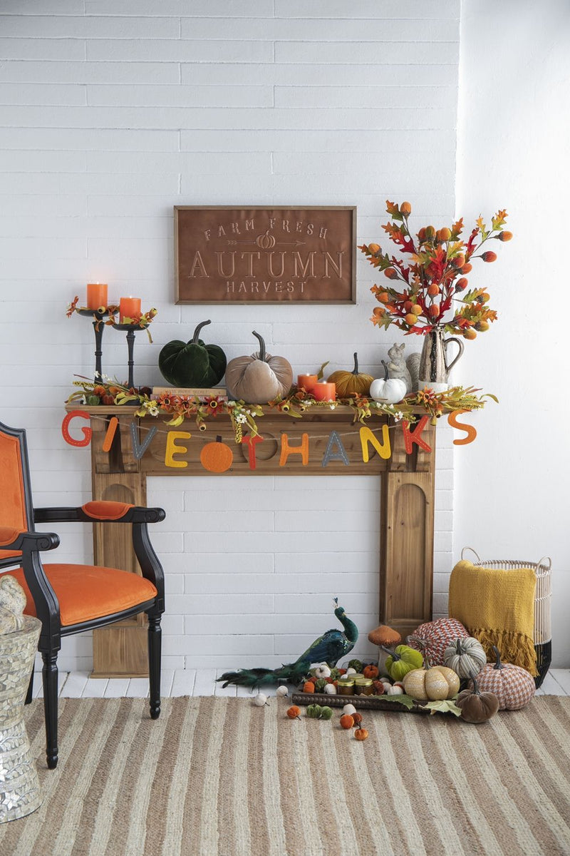 Pumpkin Ornament Decor For Holiday Harvest Festival Fall Festival & Thanksgiving (Set of 2) - Orange Multi