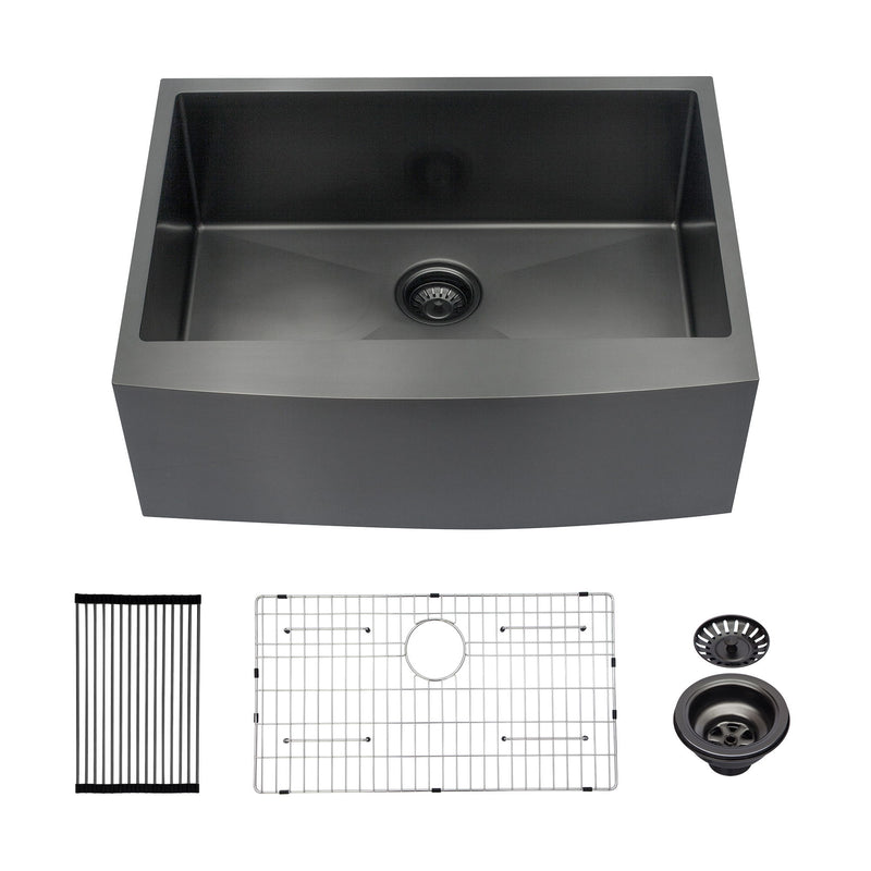 Farmhouse Kitchen Sink, Stainless Steel, Apron Front