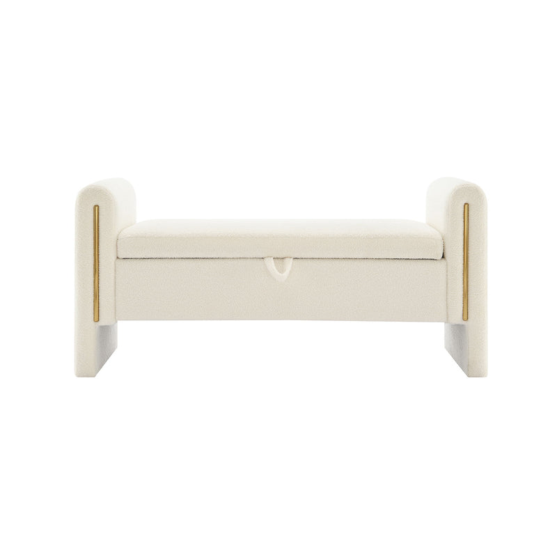 Modern Teddy Upholstered Large Bed End Bench With Arms And Storage