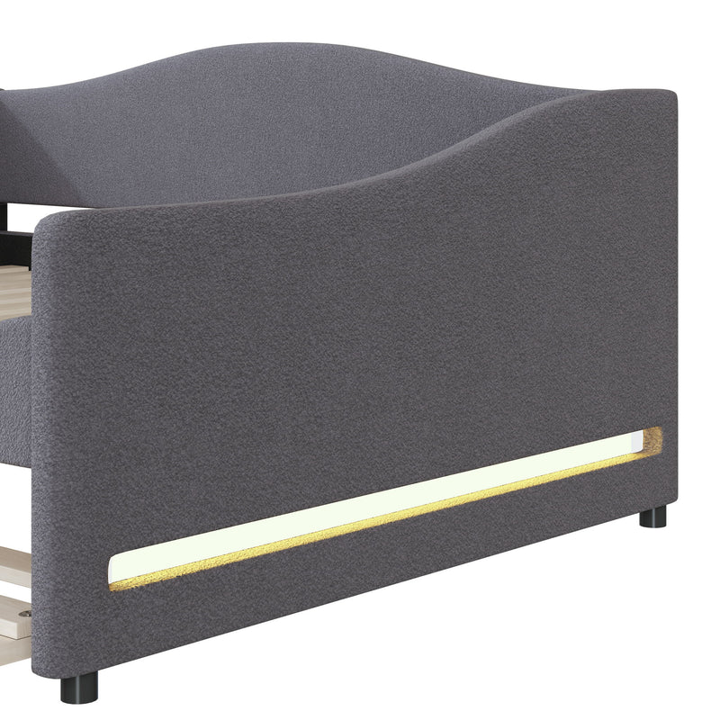 Upholstered Daybed With Light And Trundle