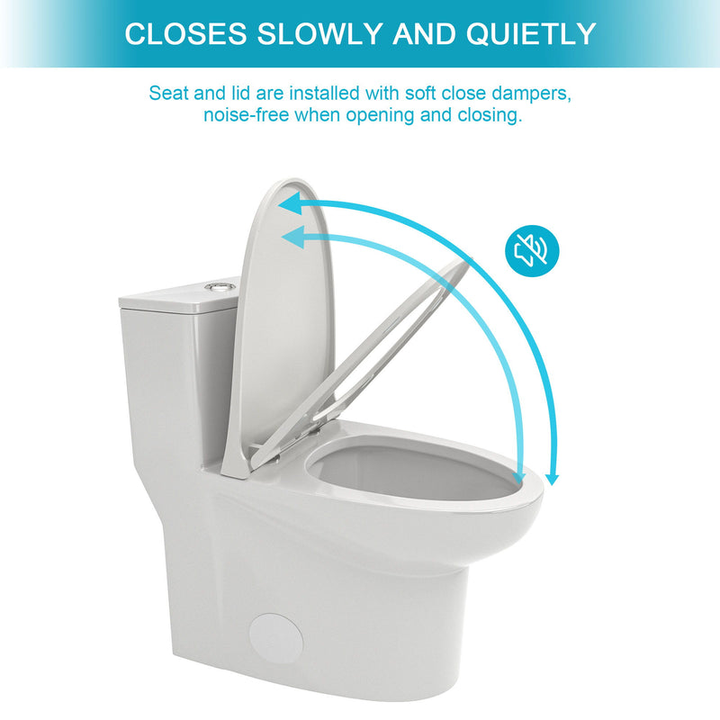 Modern 1 Piece Toilet With Dual Flush And Soft Closing Seat - White