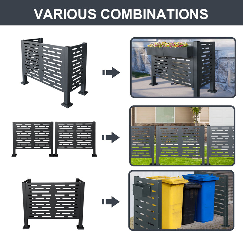 Air Conditioner Fence For Outdoor Units, Metal Privacy Fence Cover, Perfect To Conceal Air Conditioning Units, 3 Fence Panel