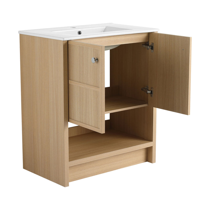 Modern Freestanding Bathroom Vanity With Ceramic Sink And Soft Closing Doors