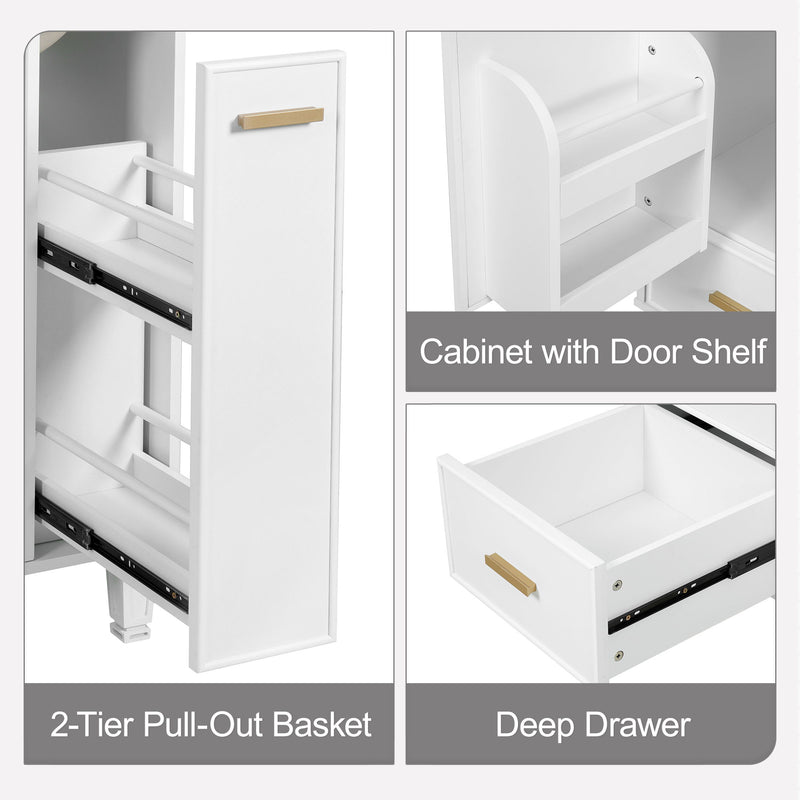 Bathroom Vanity With Sink, Deep Drawer, Door Shelf, 2 Tier Basket