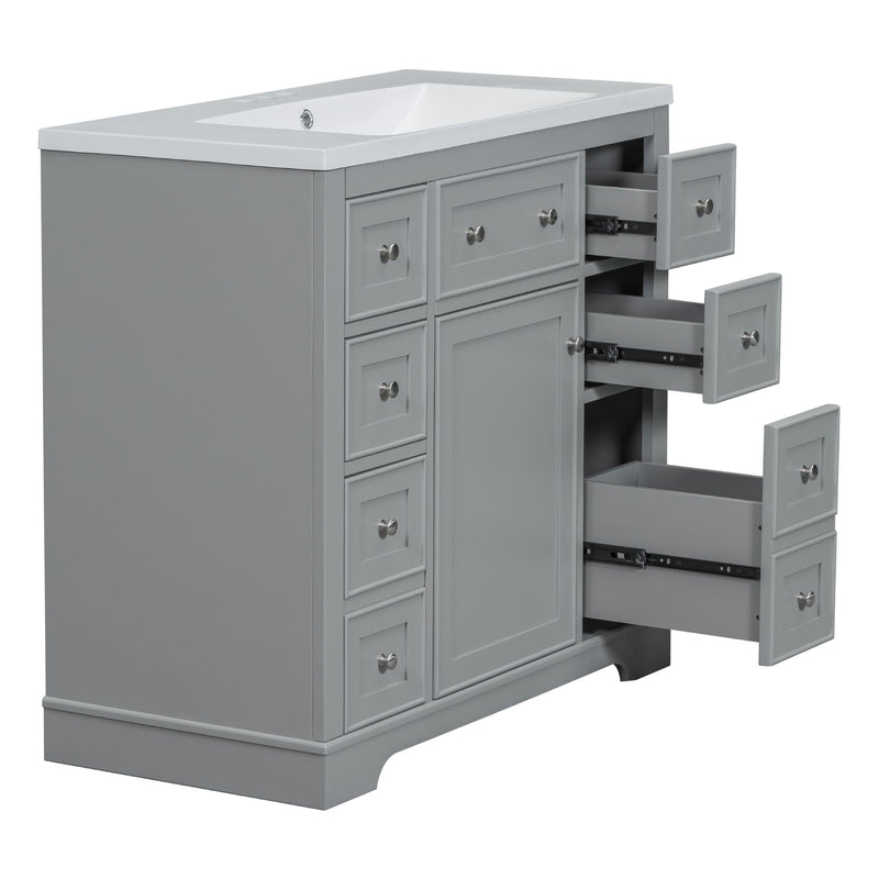 Modern Bathroom Vanity With Sink Combo, 6 Drawers And 1 Cabinet