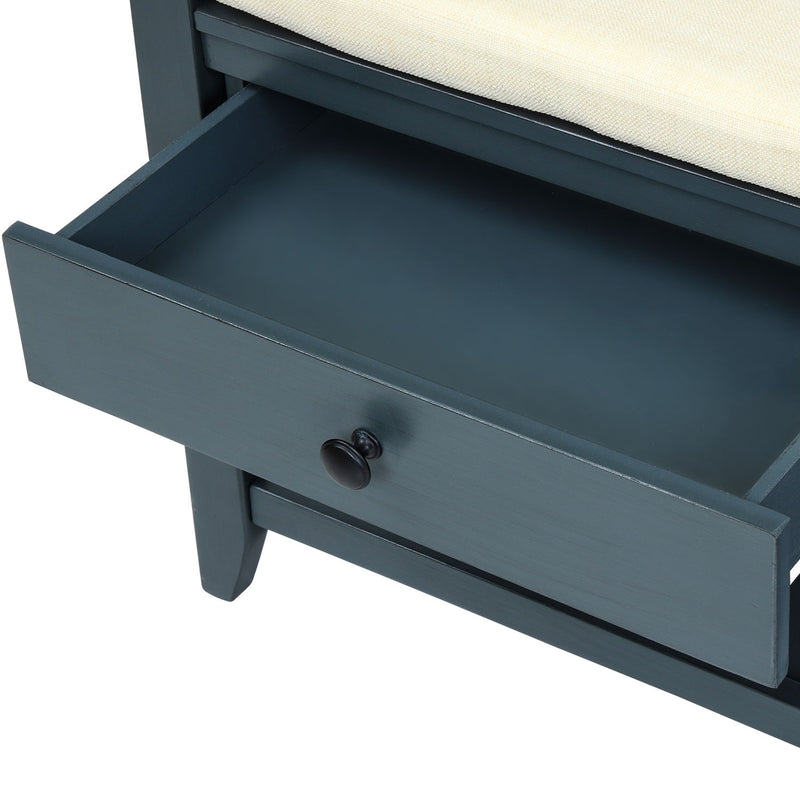 Multipurpose Entryway Shoe Rack With Cushioned Seat And Drawers