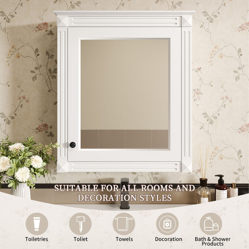 Wall Mounted Bathroom Storage Cabinet With Mirror, Medicine Cabinet With Height Adjustable Shelf