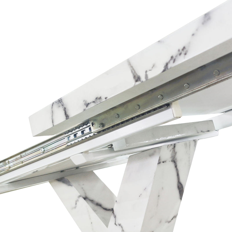Modern Rectangle Dining Table With Stretchable TopAnd X Shape Legs