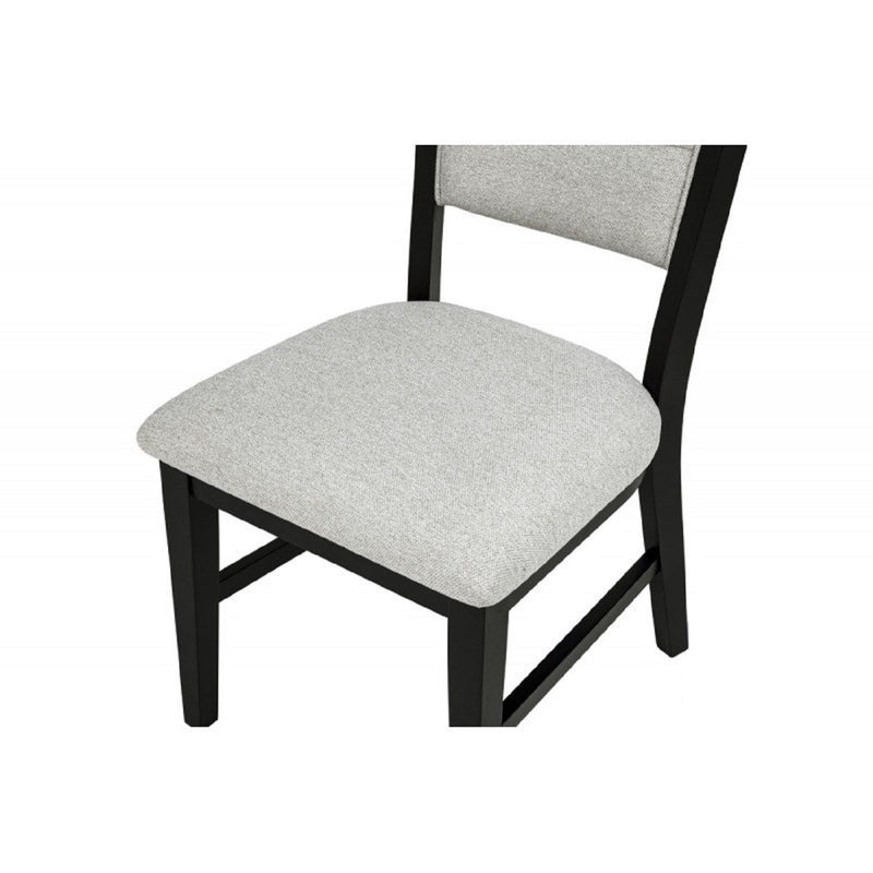 Dining Set With Round Table And 4 Upholstered Chairs - Black / Gray