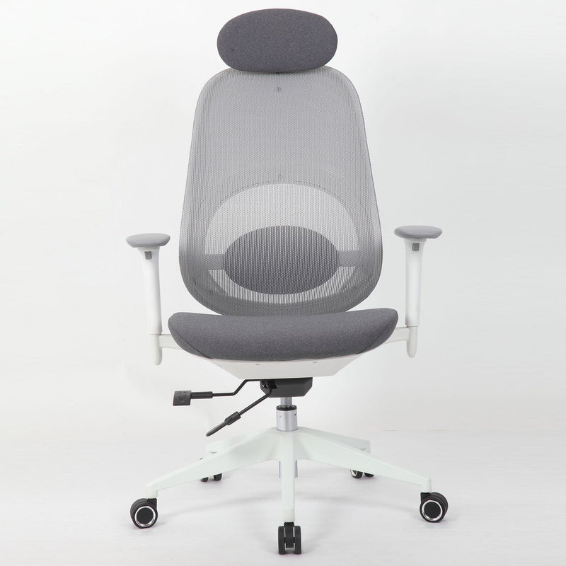 Office High Back Swivel Desk Chair With Height Adjustable Backrest, 3 Tilt Lock & Rotatable Headrest - Milk White